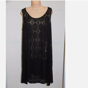 NWT Profile Swimsuit Bikini Cover up Tunic Dress Black Crochet